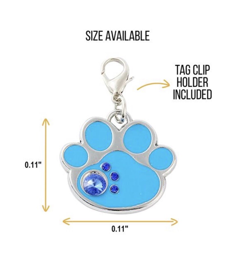 Custom Paw Print Crystals Tag Puppy Dog Engraved Bling Cute Pet ID Sparkling cat