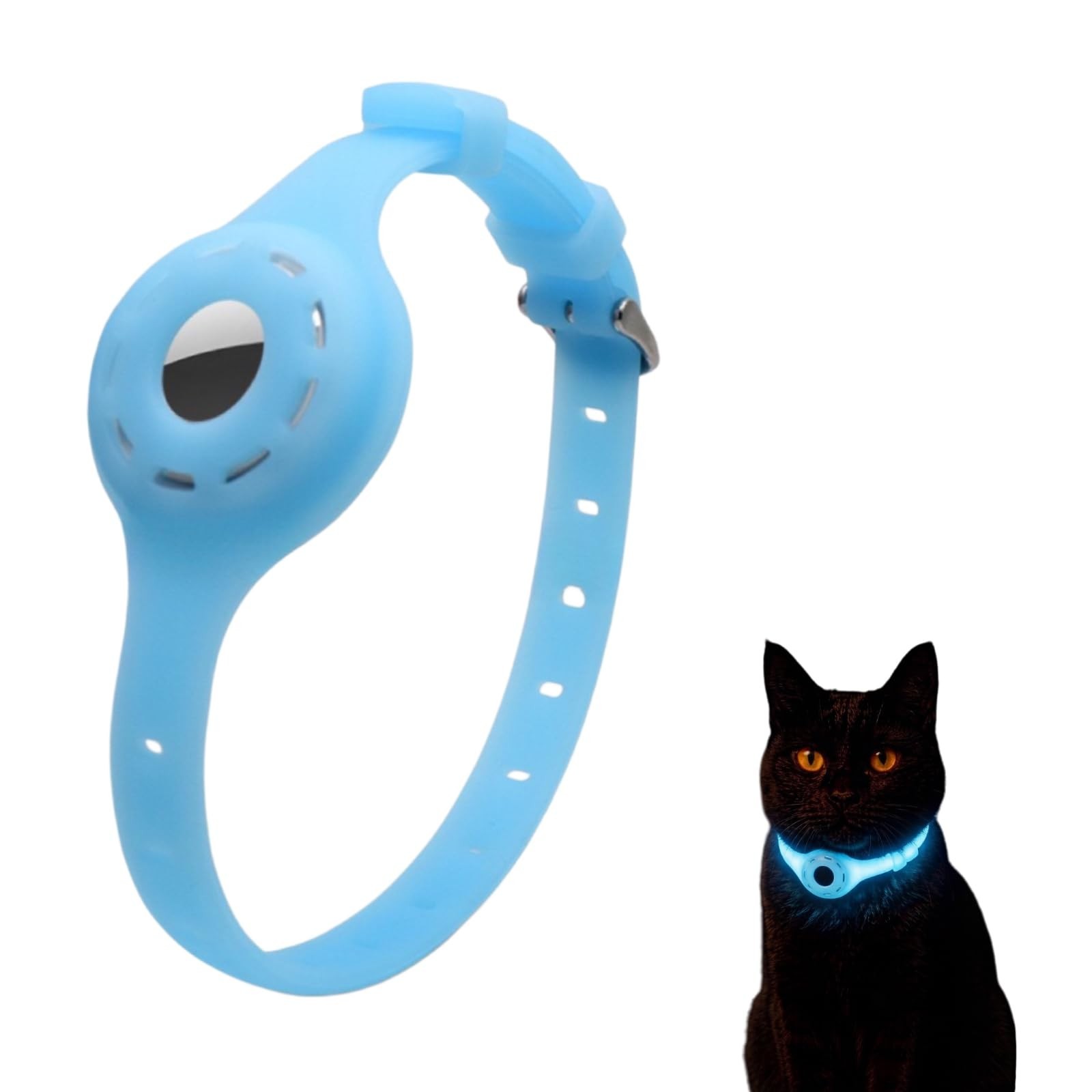 Airtag Protector Silicone Luminous Collar Adjustable Loss Prevention Eye-catc…