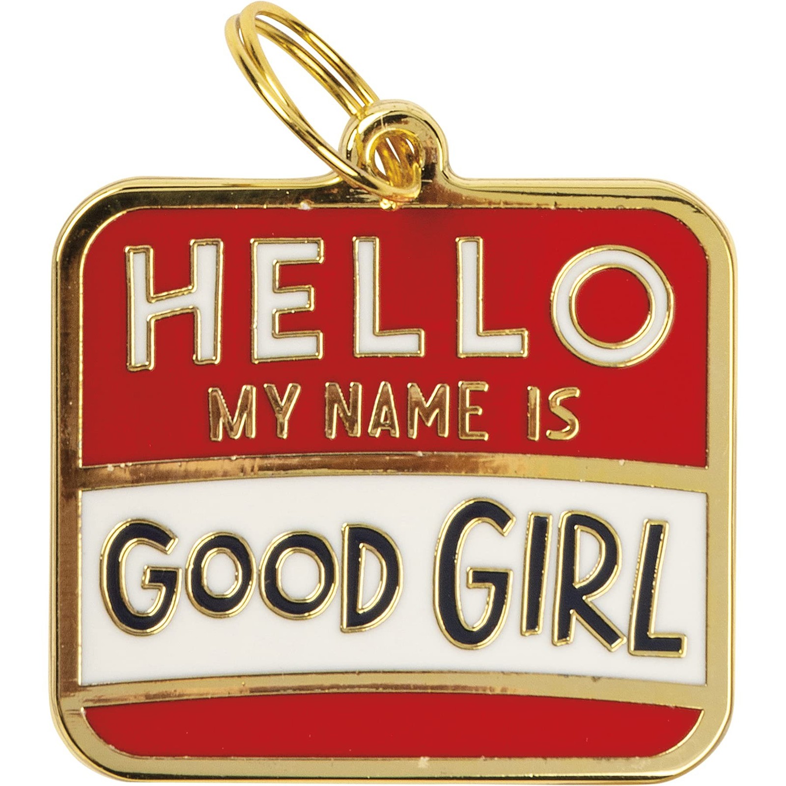 Dog Collar Charm Hello My Name is Good Girl Enamel 1.25 Inch Charm