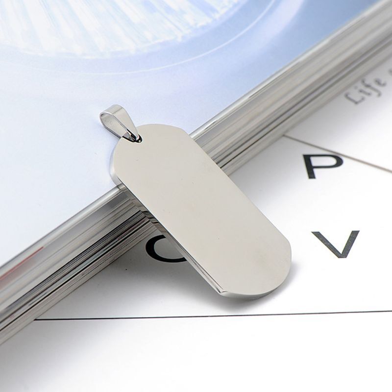 ID Stainless Steel Name Blank Dog Tags Pendant Rectangle Jewelry