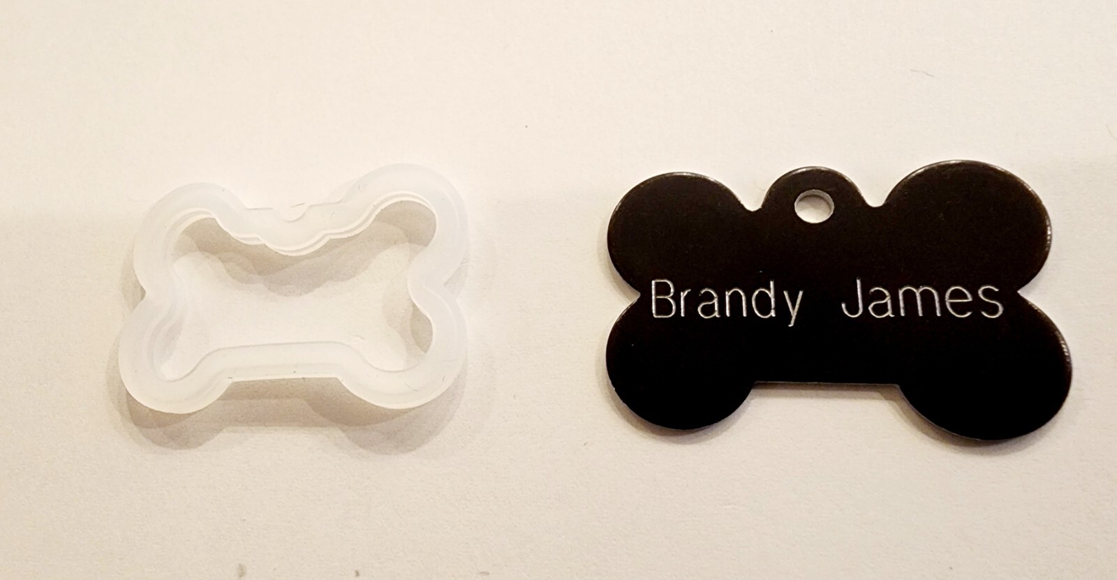 CUSTOM ENGRAVED PET TAG BLACK BONE SHAPE WITH SILENCER DOG PERSONALIZED ID TAGS