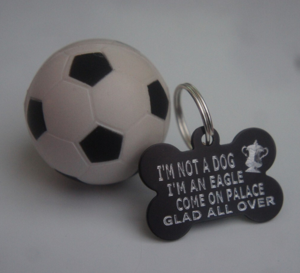 CRYSTAL PALACE GLAD ALL OVER DOG TAG CUP WINNERS DOG TAG PERSONALISED ON BACK