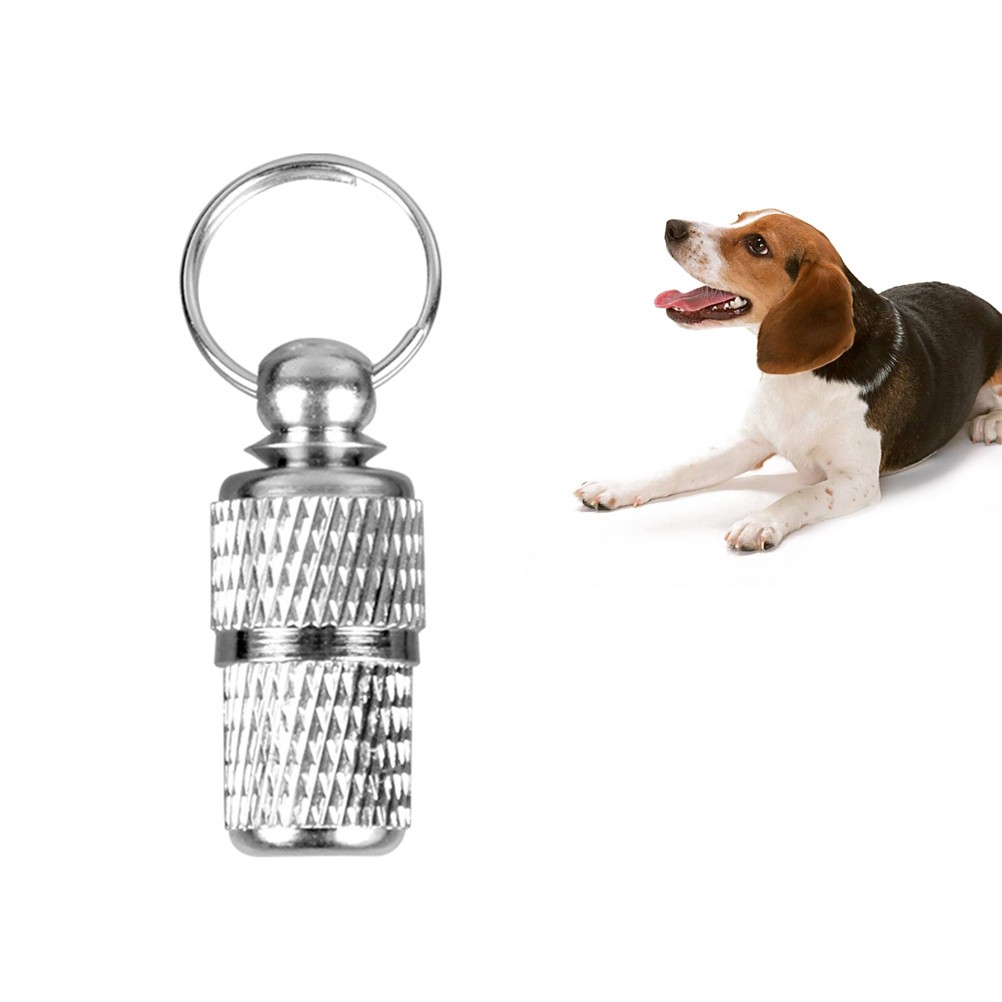 2Pcs Durable Cat Dog Id Tubes Silver Portable Collar Tags with Attachment Ring