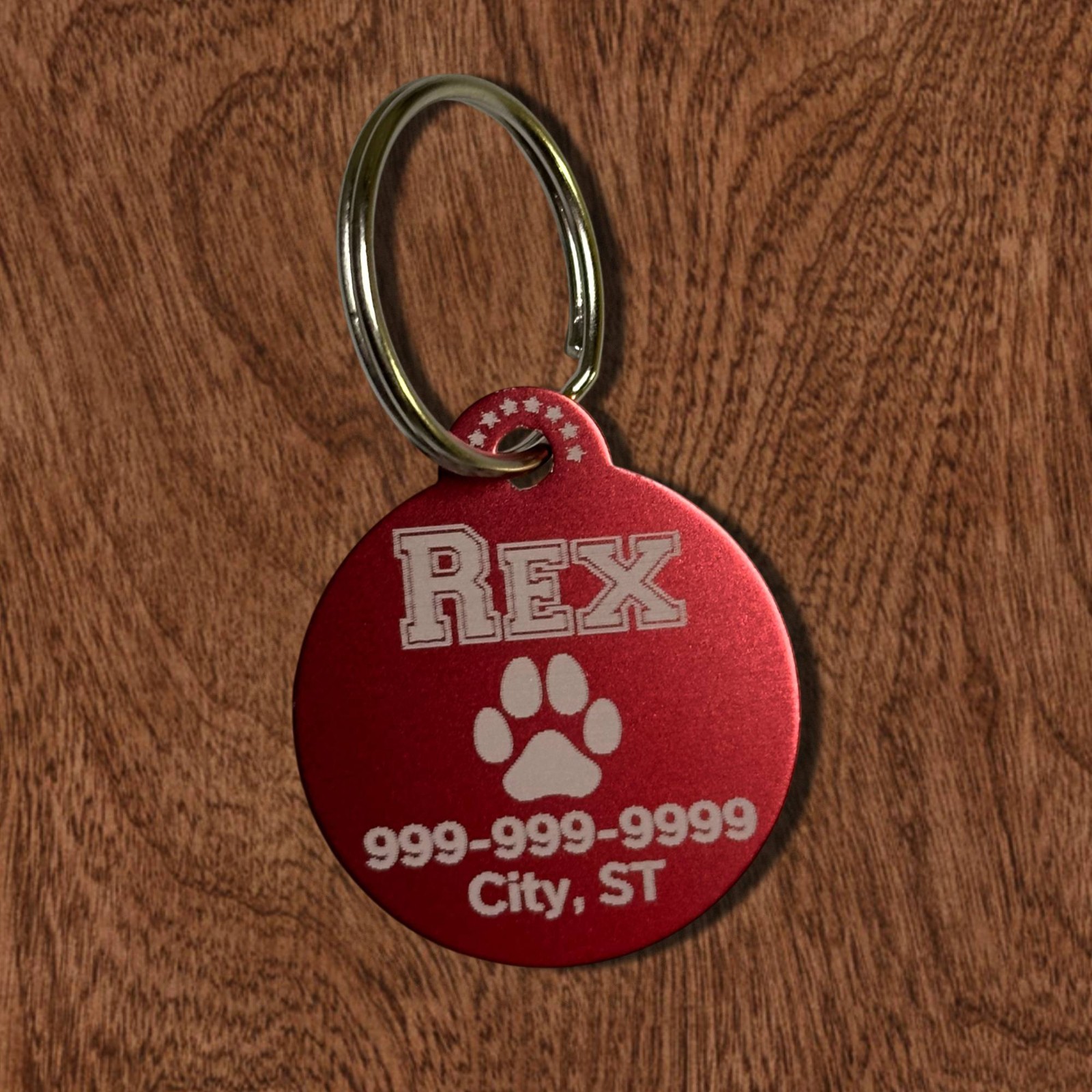 Custom Engraved Pet ID Tag – Personalized Dog Cat Name Tag – Round Aluminum