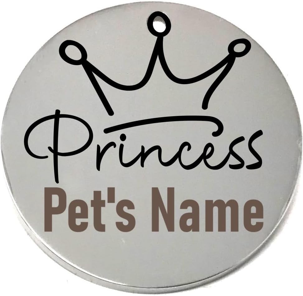 Princess Laser Engraved Pet Name Tags Personalized on Both Sides for Pet Collar