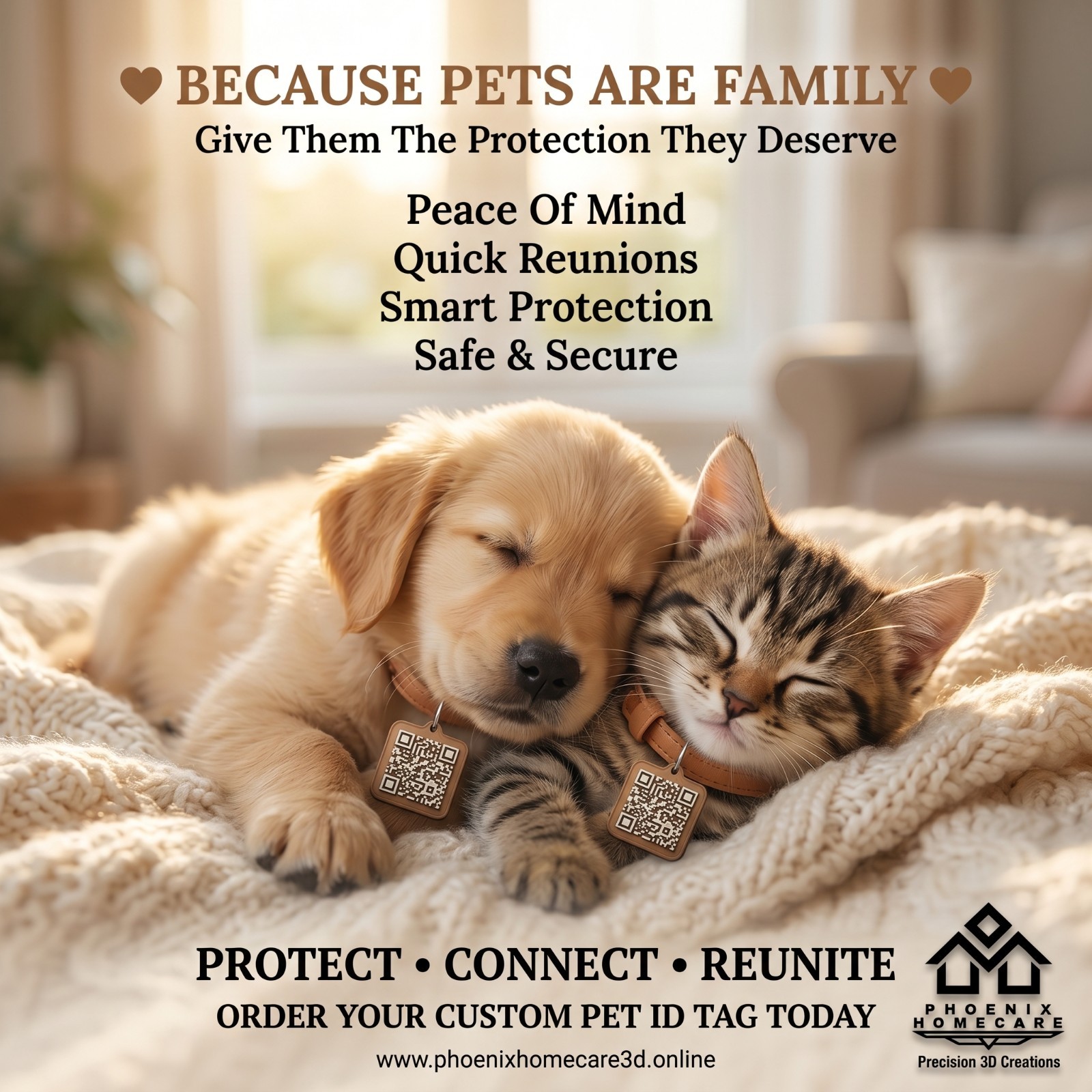 Custom QR Pet ID Tag Personalized Dog Cat Collar Tag Emergency Contact QR Code