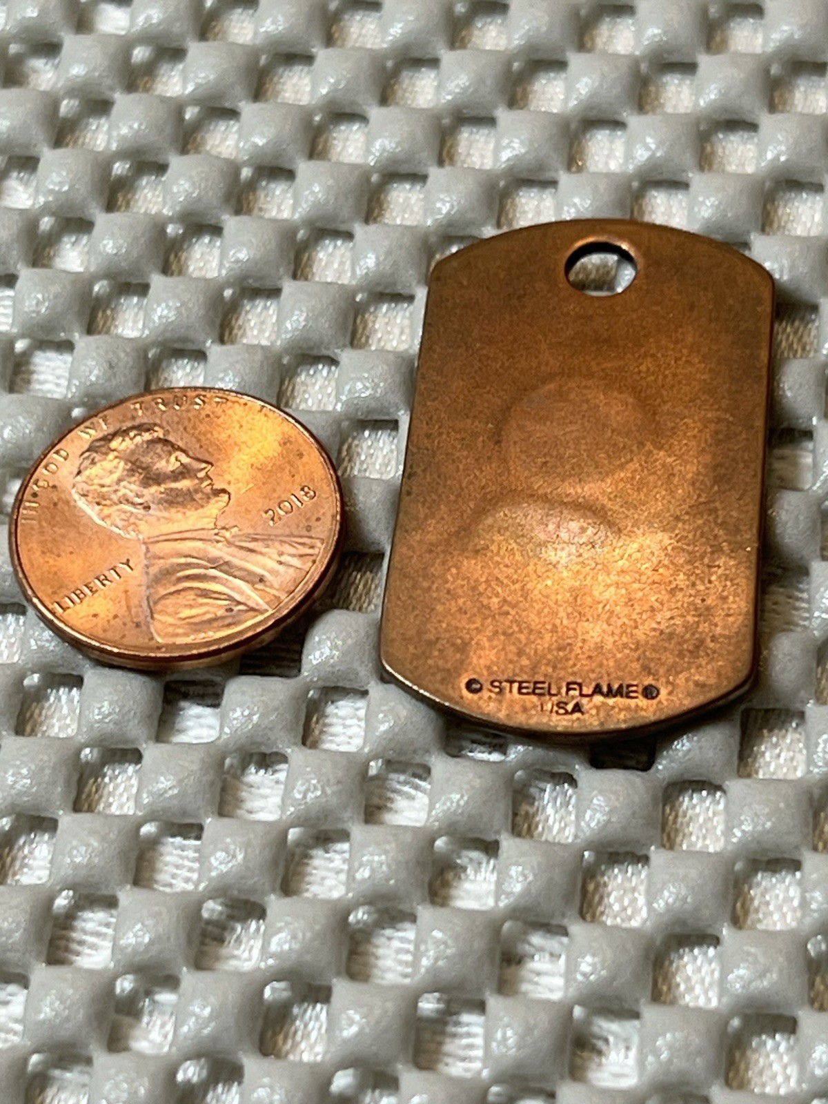 Vintage Steel Flame “I Love Huy Fung Sriacha Sauce” Copper Dog Tag- Variation #2