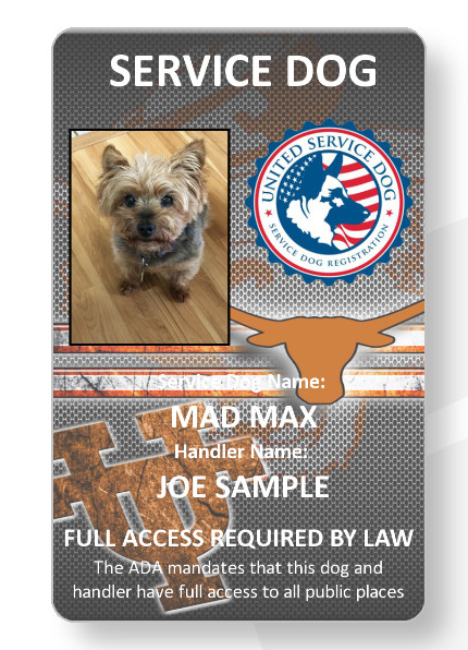 Longhorns Service Dog/Emotional support/Therapy Dog ID card