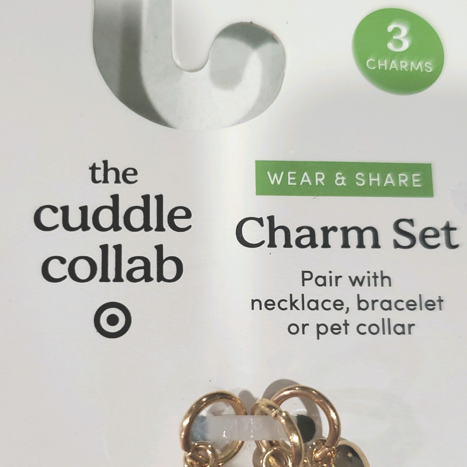 the cuddle collab Dog Pet Gold Collar Charm Set of 3 Ball Fire Hydrant Heart New
