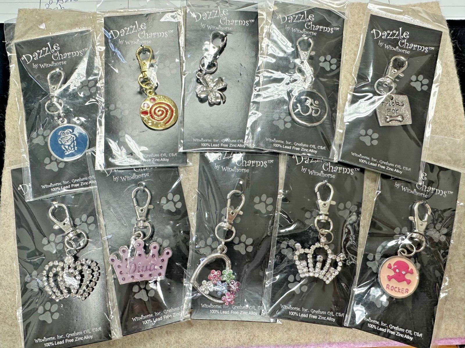New Dazzle Charms Pet Tag Dog Collar Accessories/Zipper Pulls – Assorted Bundles