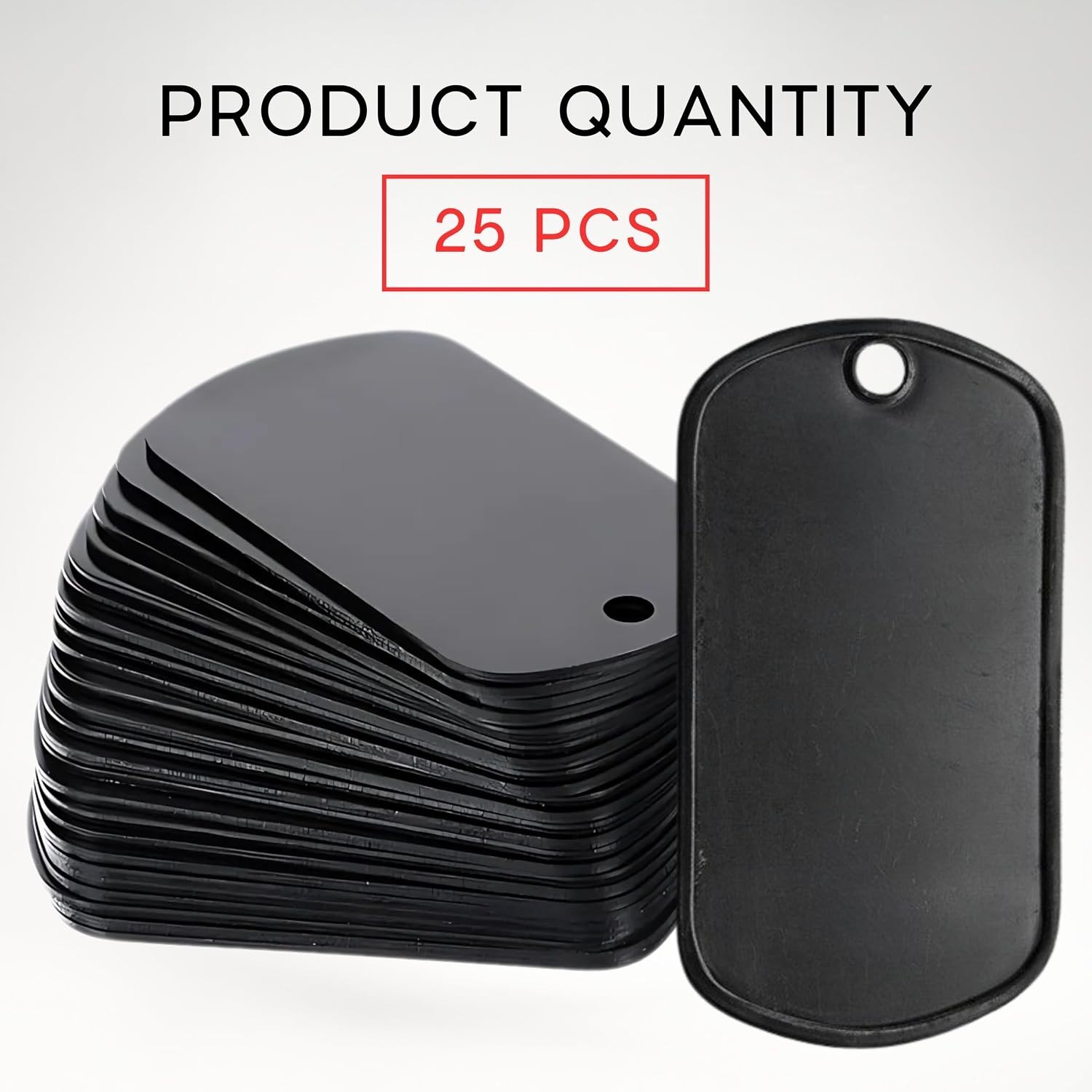 25 PCS Stainless Steel Dog Tags – Black Engravable Dog Tags Military Blanks f…