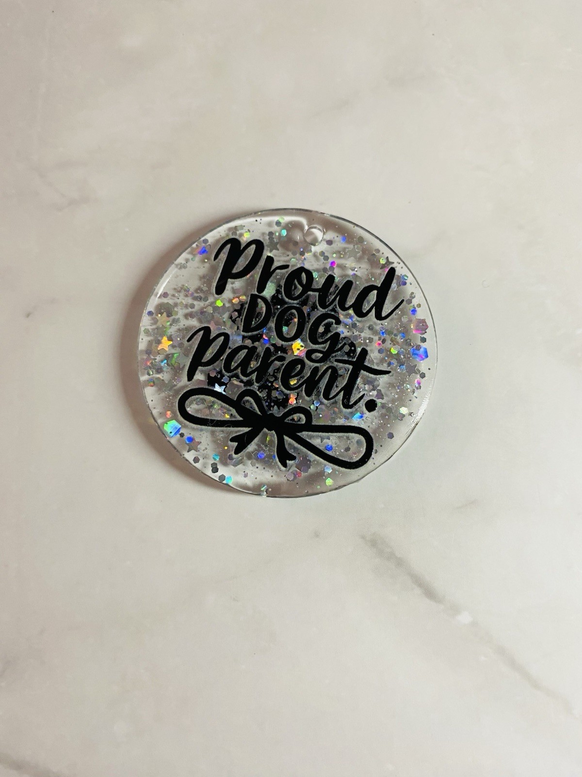 Personalized Pet Name Paw Print Resin Keychain – Custom Glitter Dog Cat Charm
