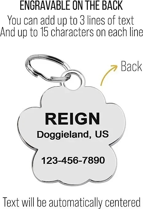 Personalized Pet ID Tag, Dog Tag, Cat Tag, Custom Cat Tag, Easy to Read, Pet Tag