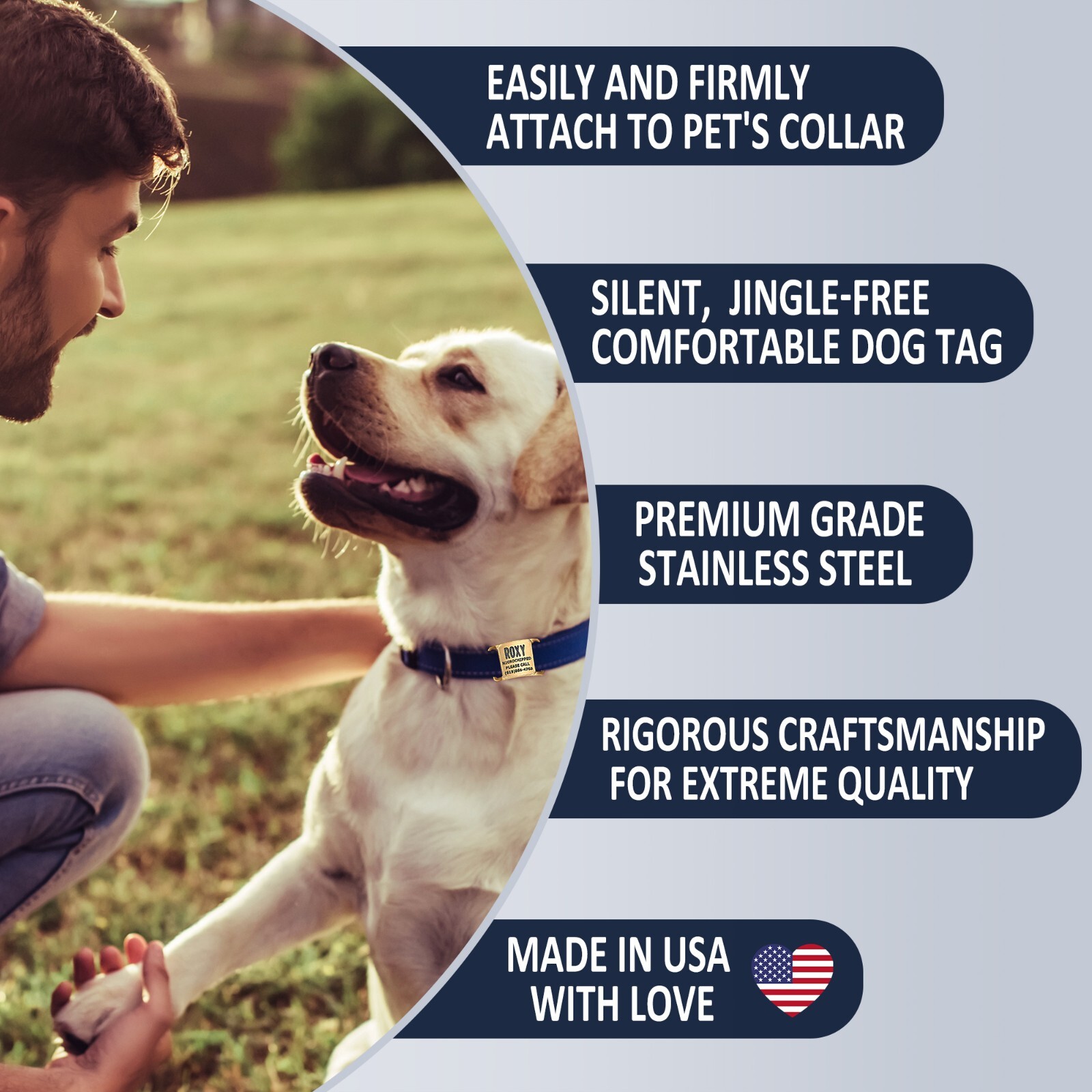 Leash King Noise-Free Slide-On Personalized Pet ID Tag