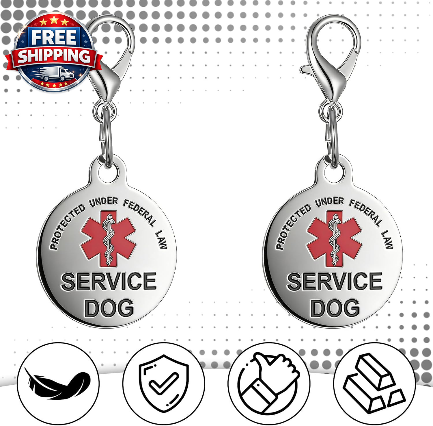 2Pcs Service Dog Tag Industrial Puppy for Service Animals, Emotional Support Dog