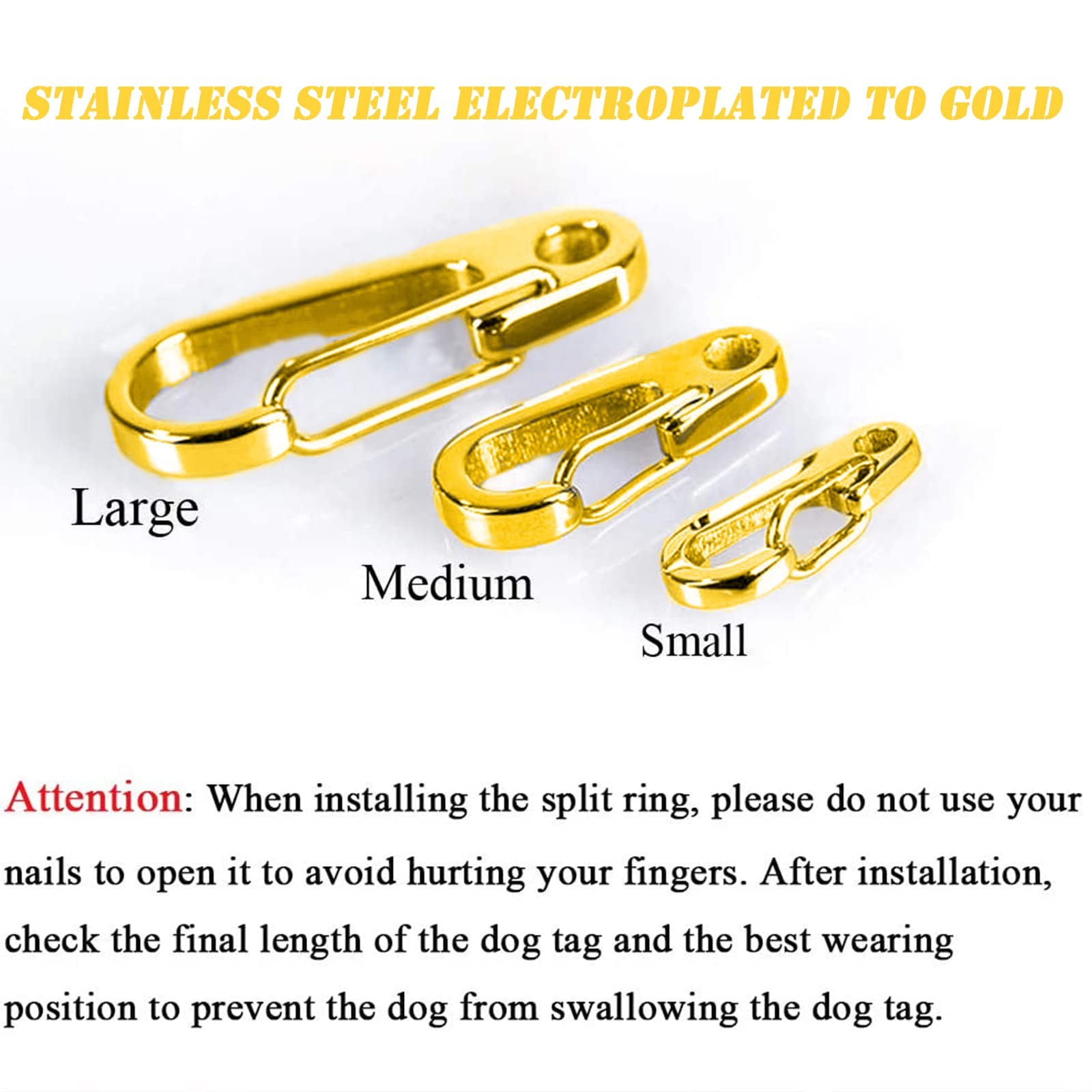 Dog Tag Clips / 2 Pack/Multiple Size 304 Stainless Steel Quick Clip with Ring…