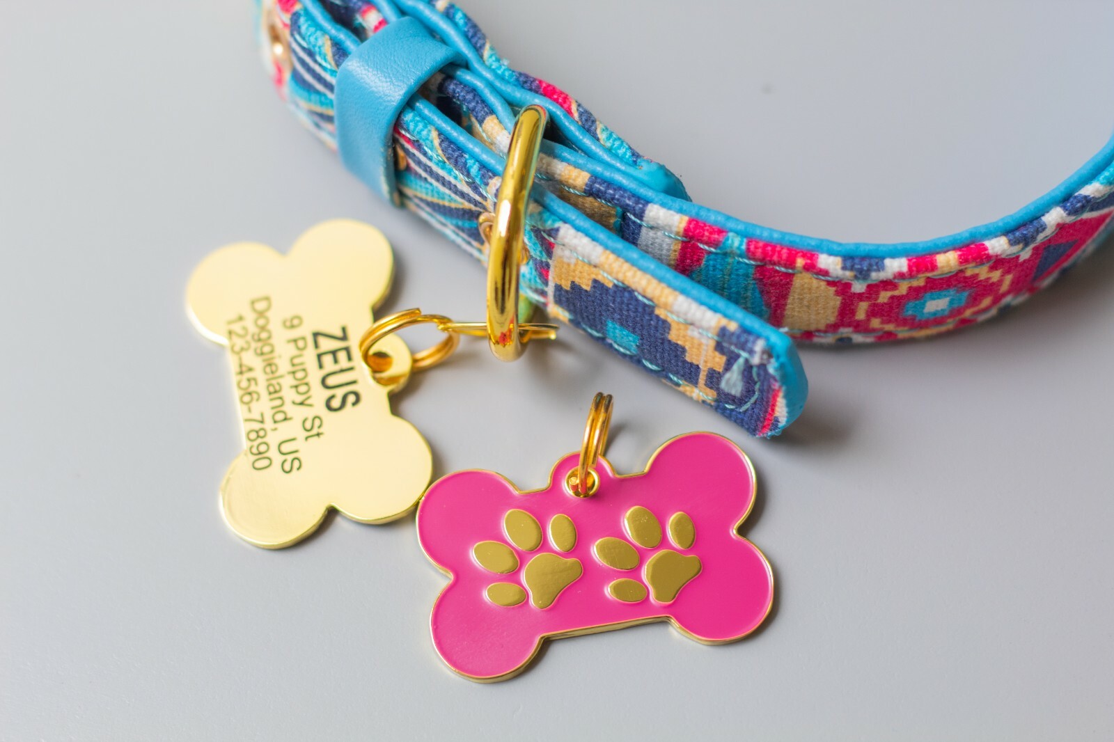 Cute Personalized Dog Cat Bone Shape Collar Tag Pet ID Name Engraved Tag