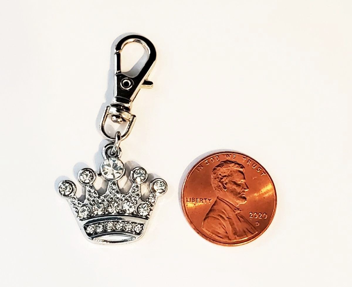 CROWN CHARM PRINCESS QUEEN ZIPPER PULL BAG PURSE WALLET DOG CAT COLLAR JEWELRY