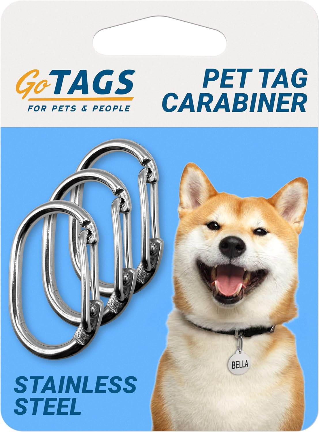 Pet Tag Carabiner, Stainless Steel Cat and Dog Tag Clip, Strong Durable Quick Co