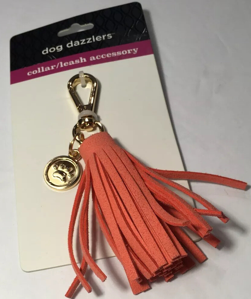 Dog Dazzlers-1 Piece Clip On Collar/Leash Charm-Gold Charm & Orange Tassle~New