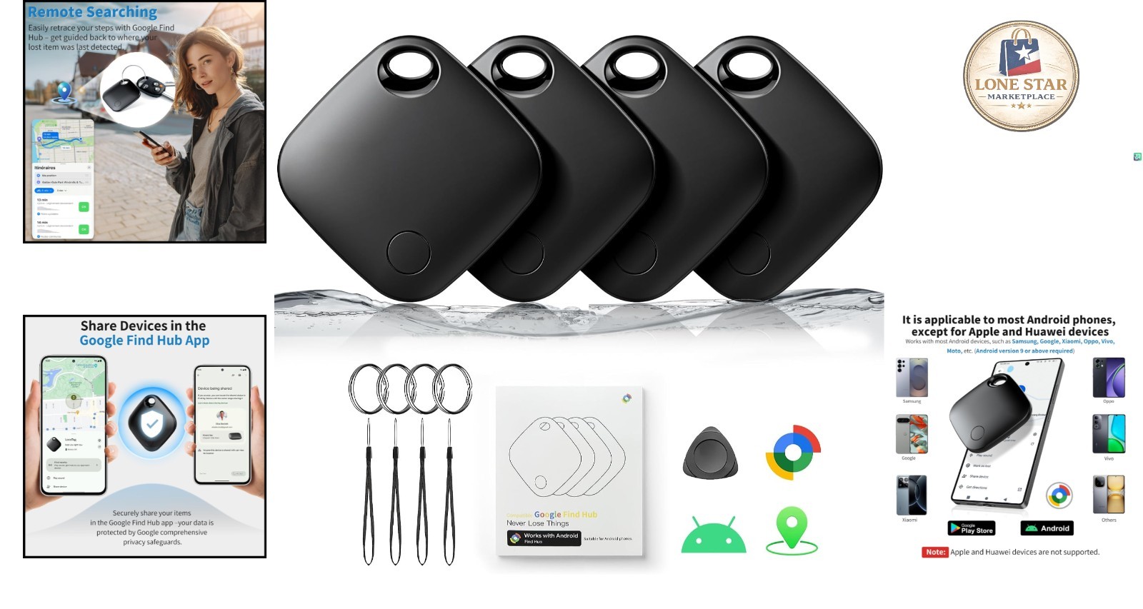 Waterproof Smart Tags – 4 Pack for Key & Luggage Tracking with 2- Life