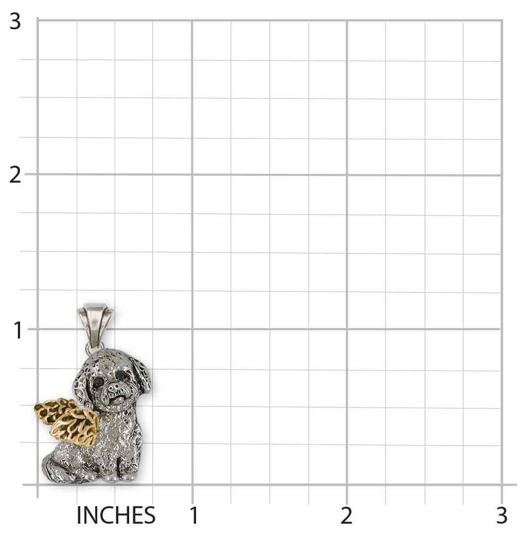 Poochon Angel Pendant 14k Gold Vermeil Handmade Bichapoo Jewelry PC1-TNAP