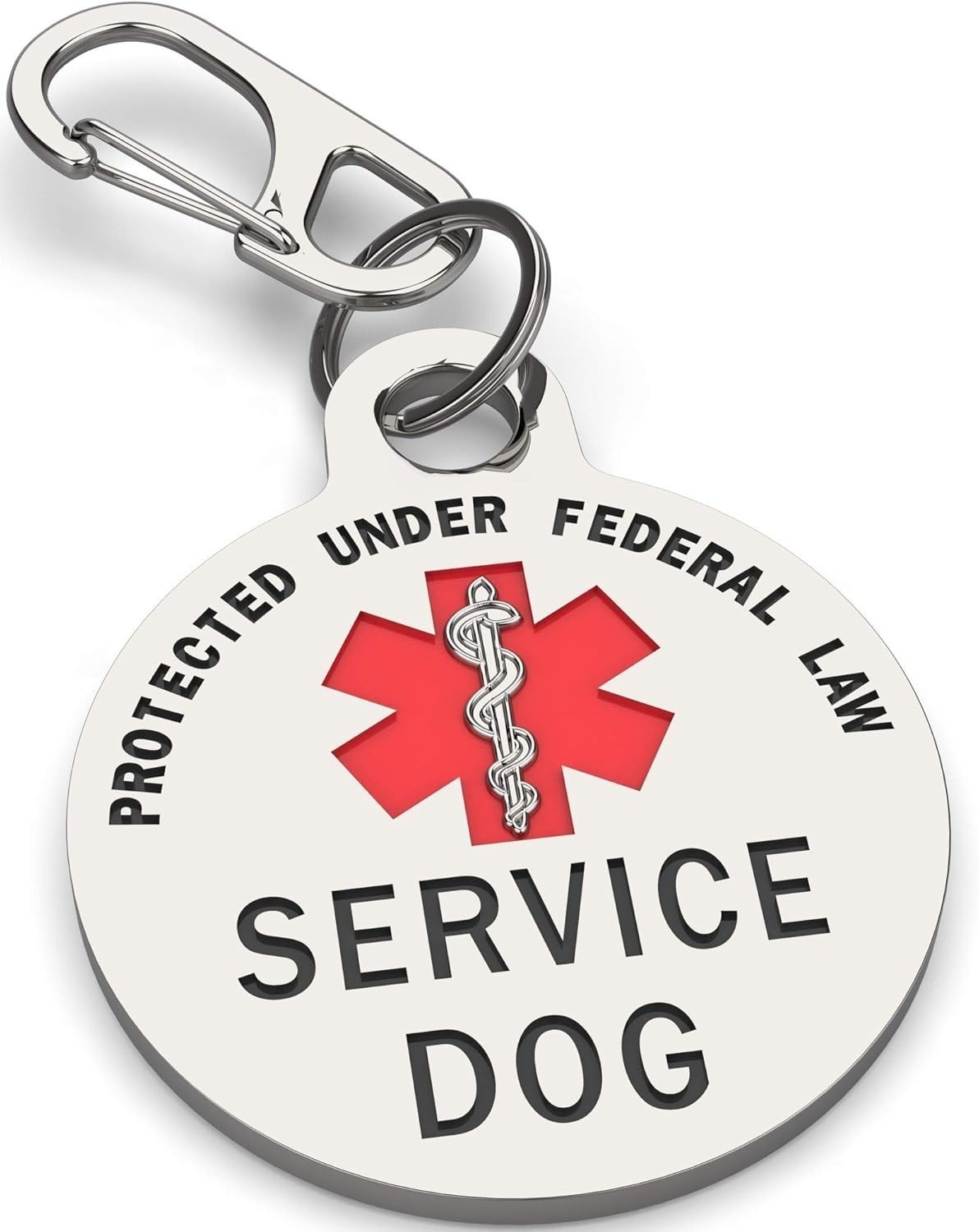 Heavy-Duty Service Dog ID Tag – 1.25 Inches, Red Medical Alert, Easy Attachment