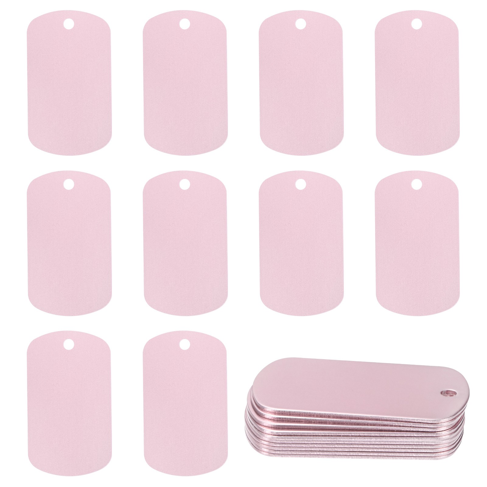 20-Pack 2″ x 1.18″ x 0.04″( L x W x T ) Blank Dog Tags [Pink, 1 Hole]