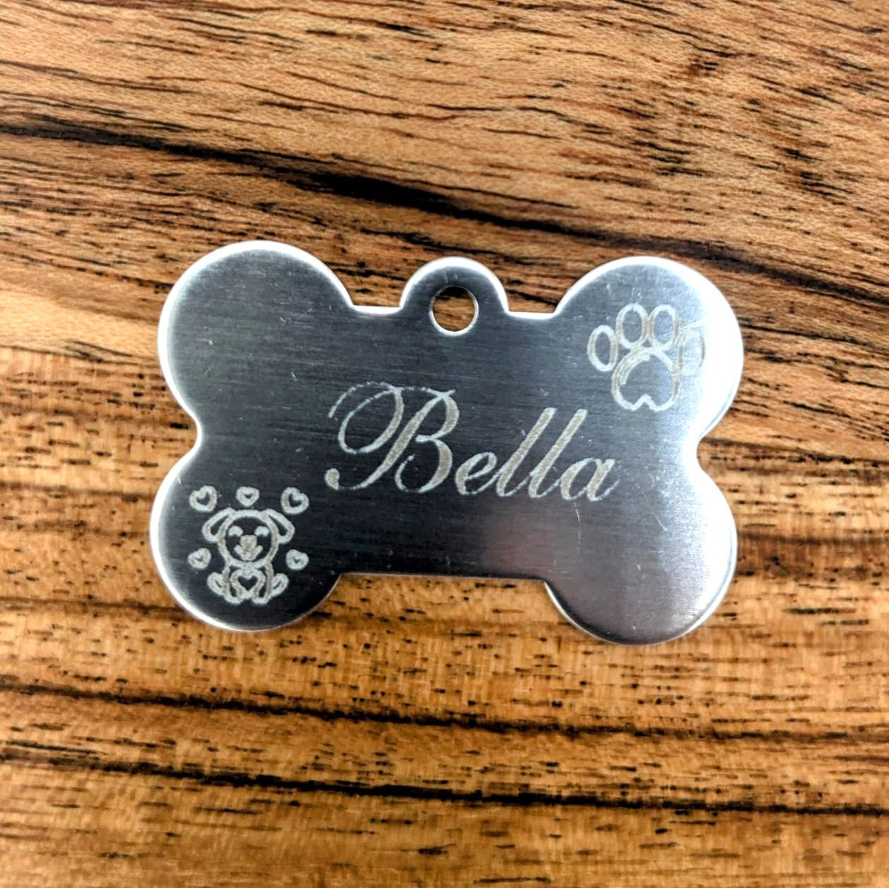 Personalised Dog ID Tag Bone Shape with Split Ring – Custom Pet Name Tag