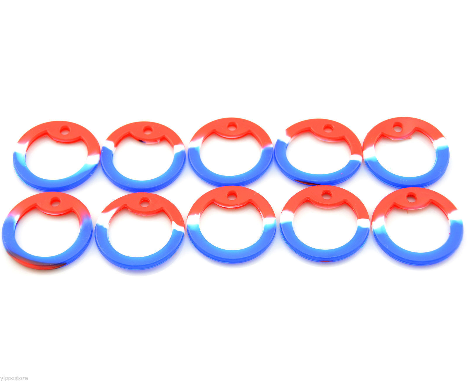 Pack of 10 USA Flag Color Military Army ID Dog Tag Rubber Silicone Silencers