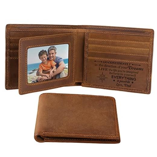 Gifts for Son from Dad to My Son Personalized Engraved Wallet To Son From Dad