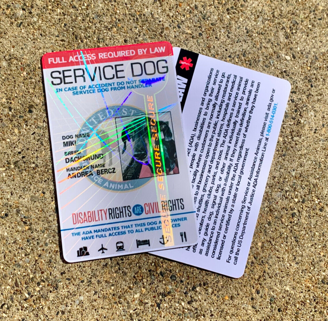 SERVICE DOG ID CARD WITH REGISTRATION – HOLOGRAPHIC