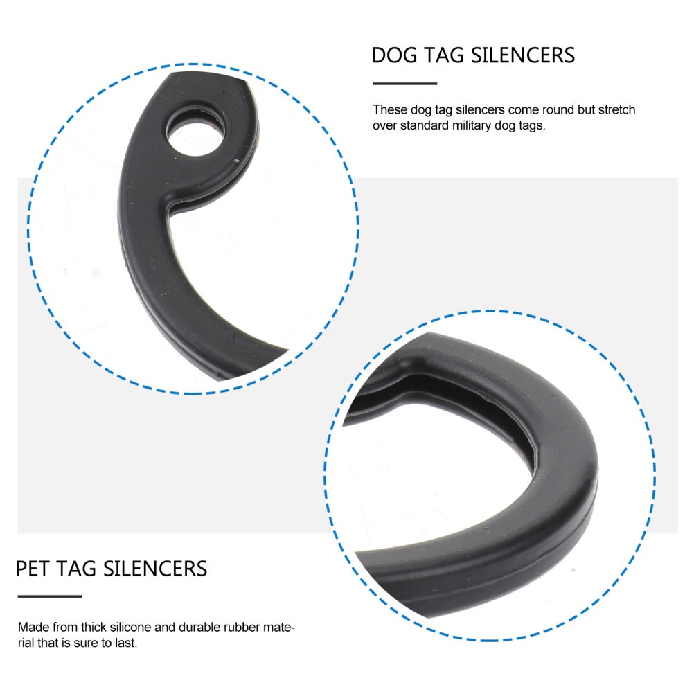 12Pcs Black Dog Tag Silencers Stretch Over Military Tags to Reduce Sound