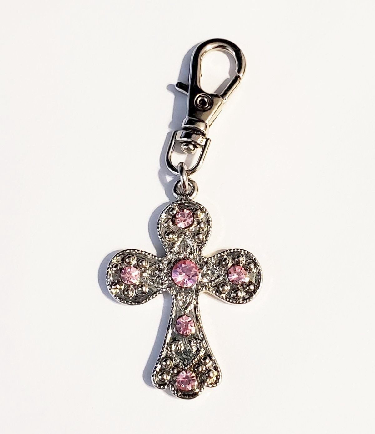 HOLY CROSS CHARM PENDANT ZIPPER PULL PURSE BAG WALLET JACKET OR PET DOG COLLAR