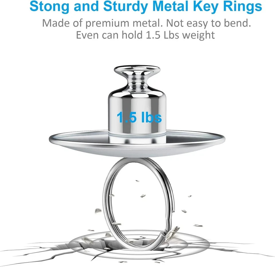 20 Pcs Stainless Steel Split Key Rings Assorted Sizes for DIY Dog Pet Collar Tag