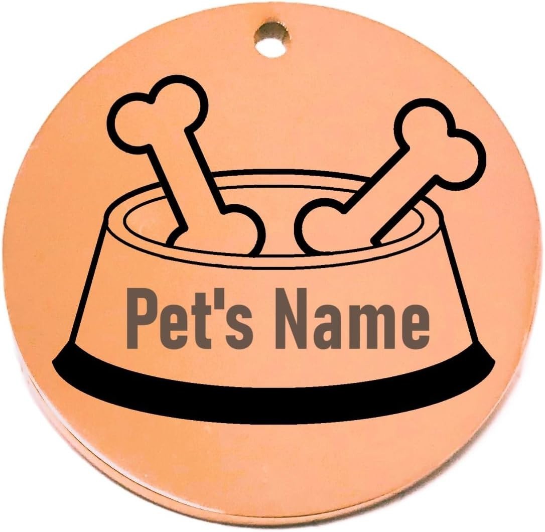 Personalized Bone in Food Bowl Dog ID Tags – Laser Engraved Pet Collar Name Tag