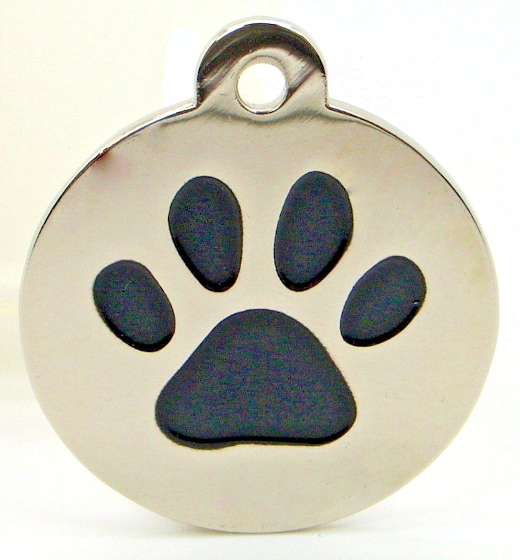 Pet Tags ~ Large & Small Silver Paw Print Engraved Pet Tags
