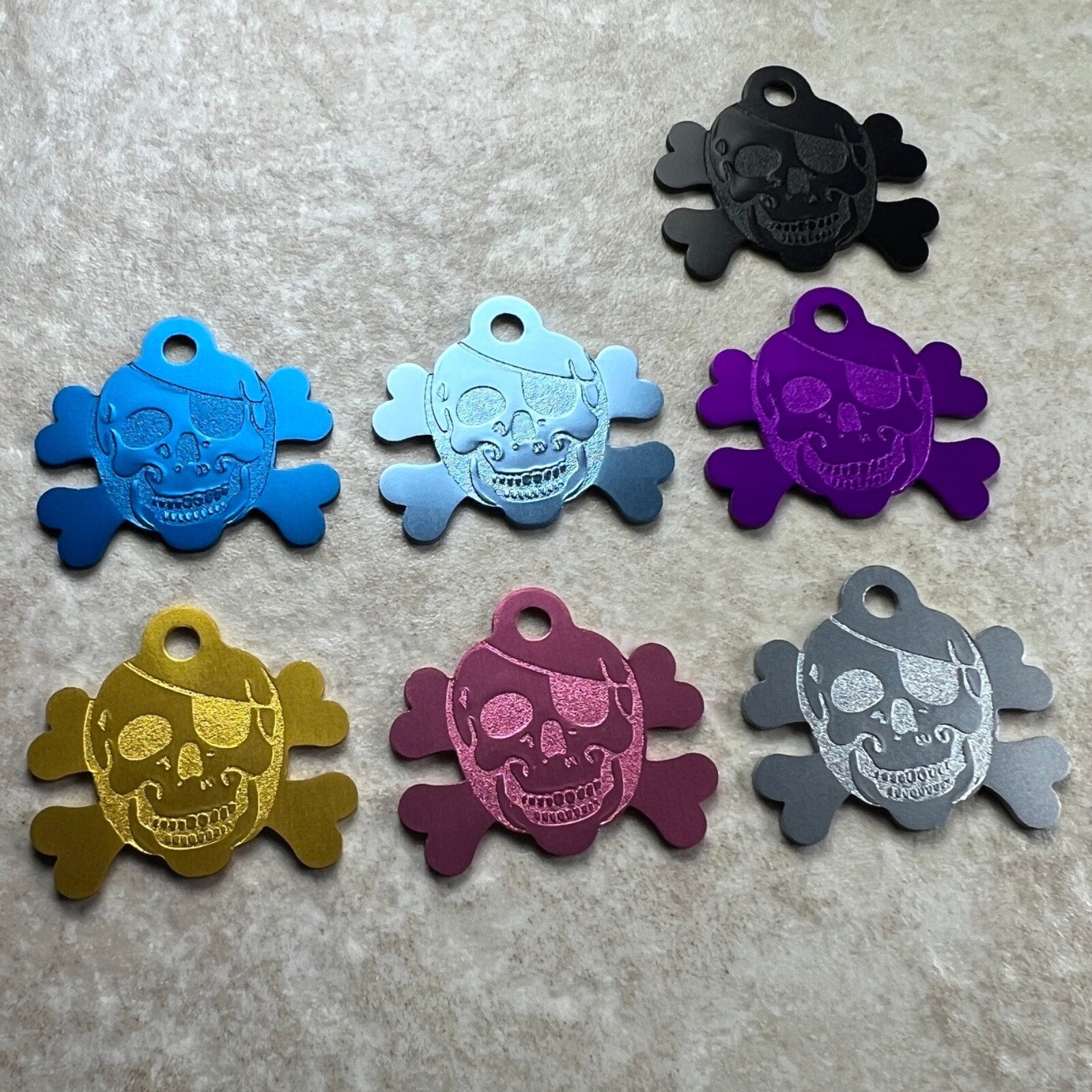Custom Engraved Dog Tags Personalized Dog Collar Pet Tags Engraved PIRATE COLORS