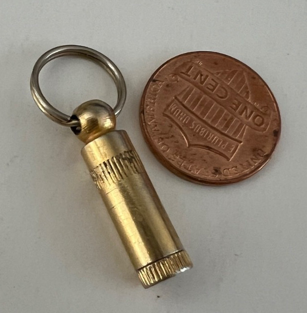 Owner ID Tube To Keep With Pet In Case Pet Gets Lost, Brass, Jump Ring, No Paper
