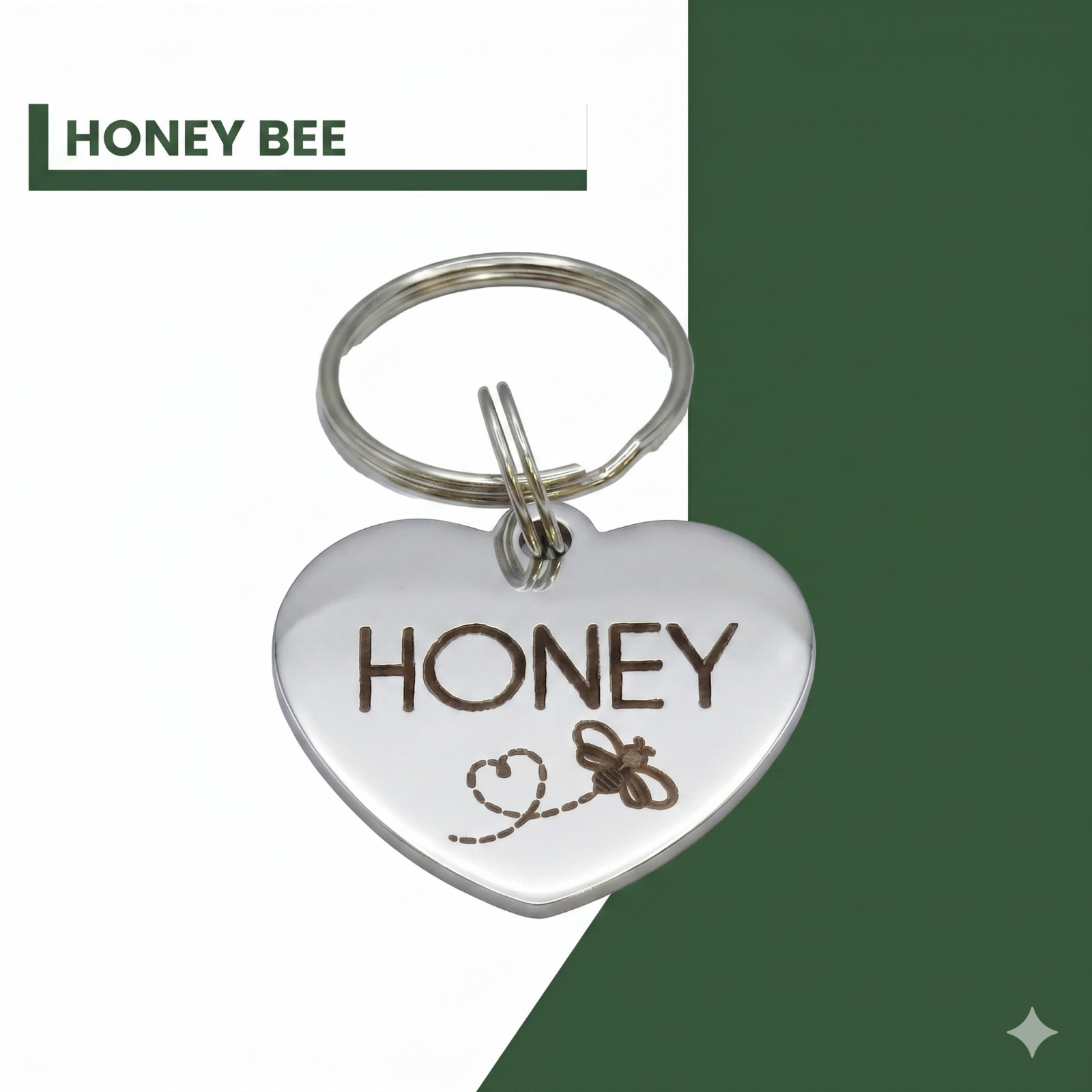 Deep Engraved Heart Honey Pet ID Stainless Steel Dog Tag Lifetime Warranty *