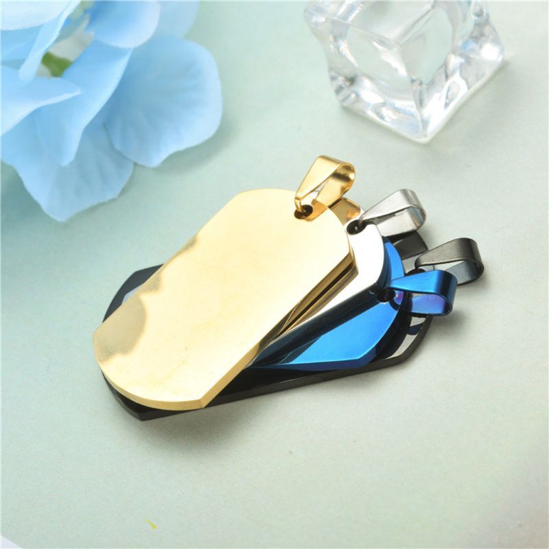 ID Stainless Steel Name Blank Dog Tags Pendant Rectangle Jewelry