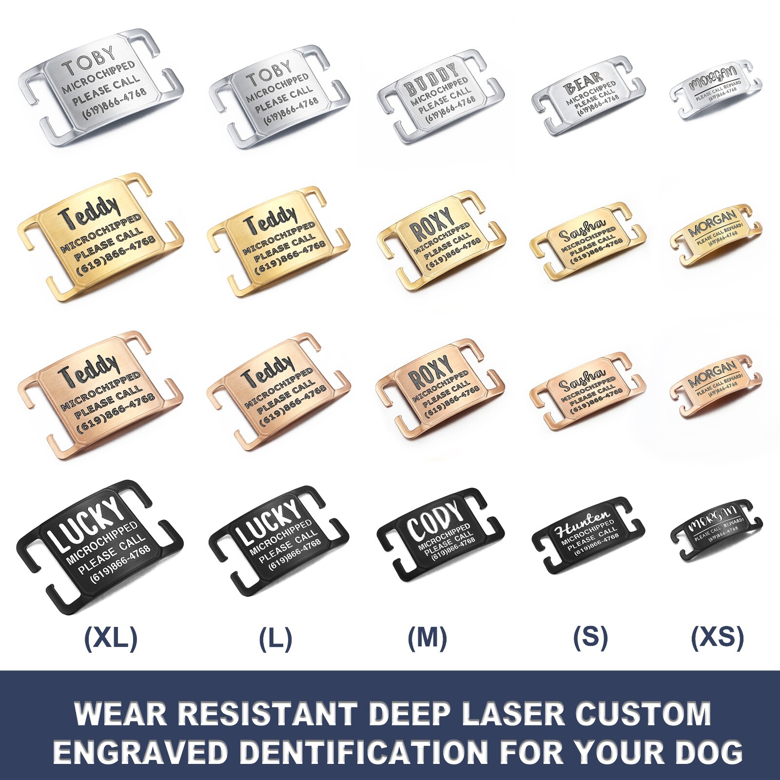 Leash King Noise-Free Slide-On Personalized Pet ID Tag