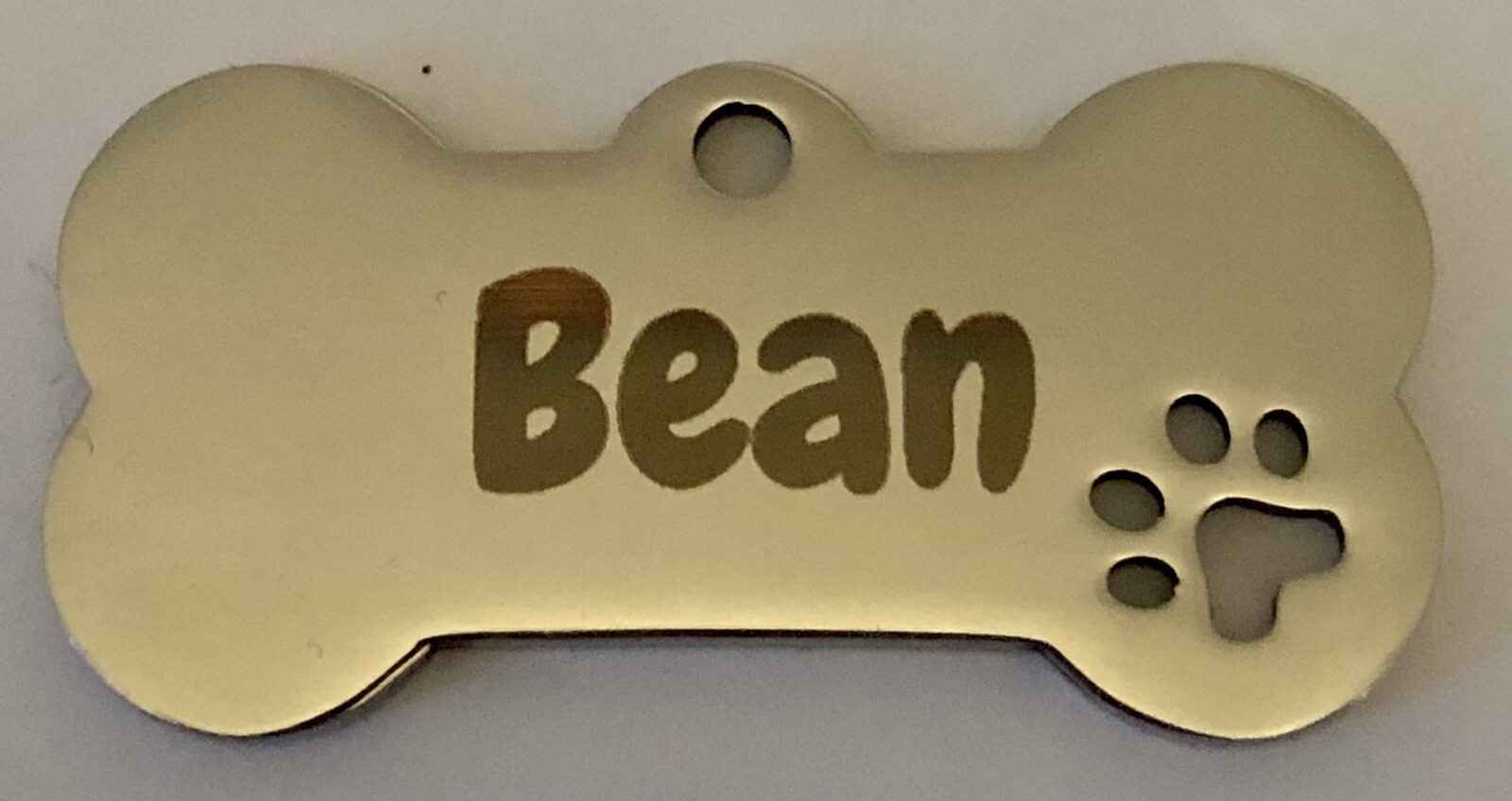 Dog Tag Personalized Custom Engraved – Bone w/ Paw (Choice of Color) 2 Sided
