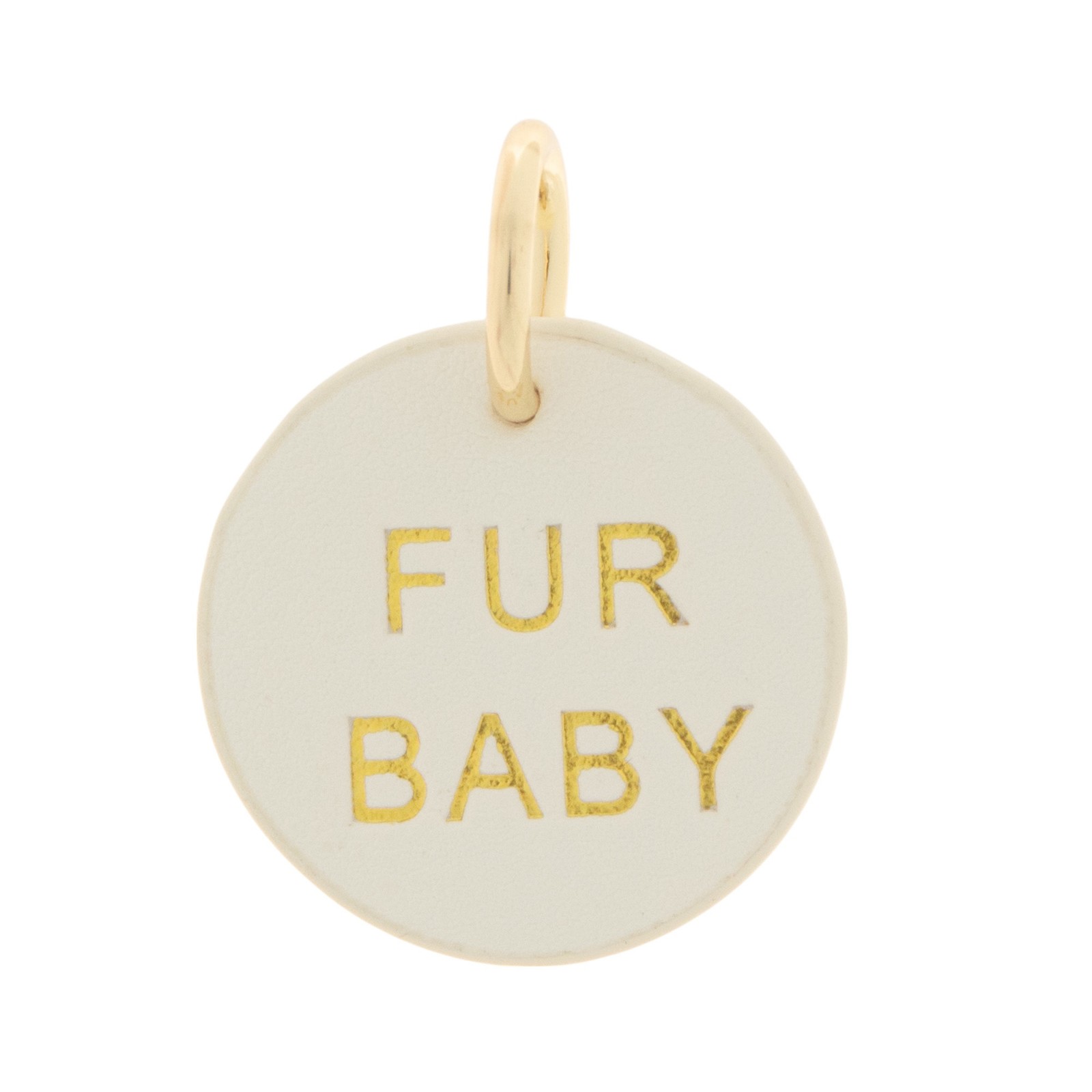 The Cuddle Collab Wear & Share Charm Faux Leather FUR BABY Collar Tag in White