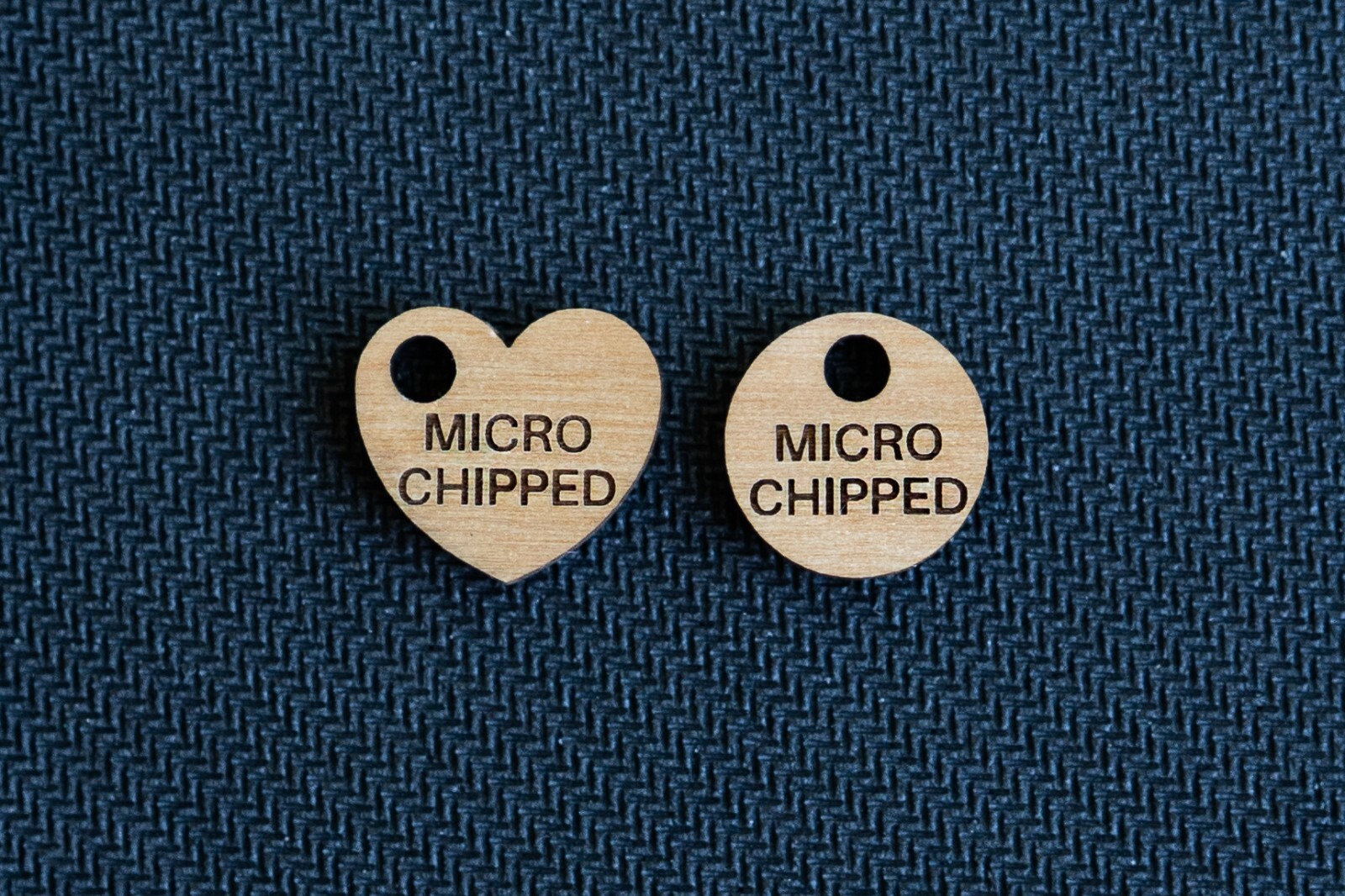 Wood Microchipped Mini ID Pet Tag Charm, Cat and Dog Micro Chipped Pet ID, Tag