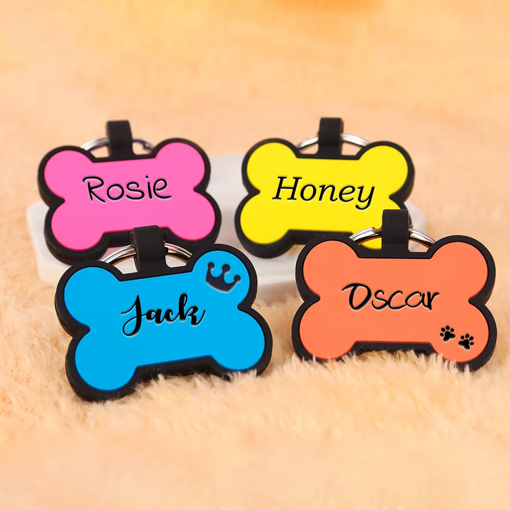 Personalized Bone Silicone Dog Tag Engraved Custom Pet Tags Pet ID Card for Dog