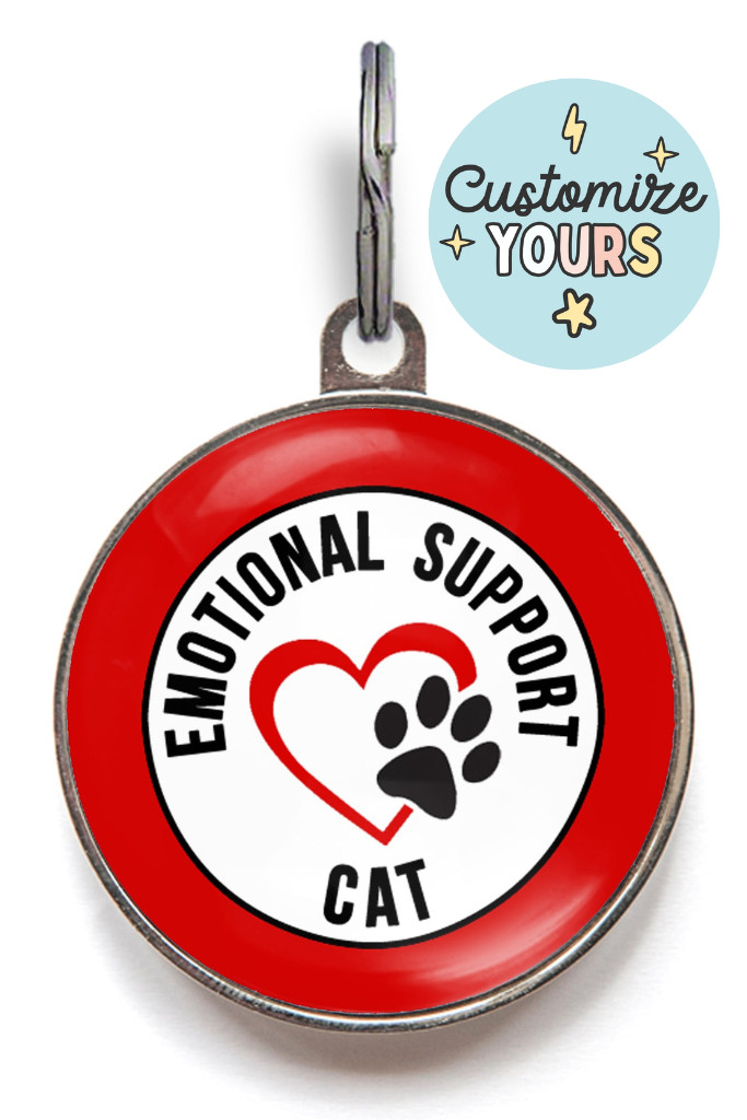 Emotional Support Cat Tag – ESA Pet ID – Red Medical Alert Tag for Cats