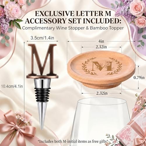Personalized Wine Glass for Women, Stemlessonogram Wine Glass with A–Z M