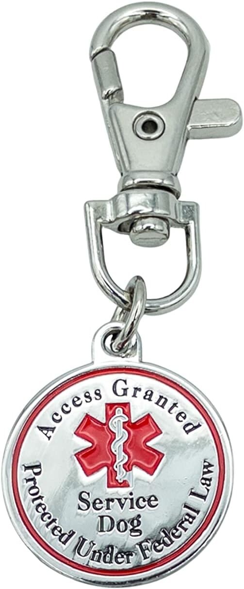 Service Dog Tag Double Sided Red Medical Alert Symbol Medal for Small Dogs Use f