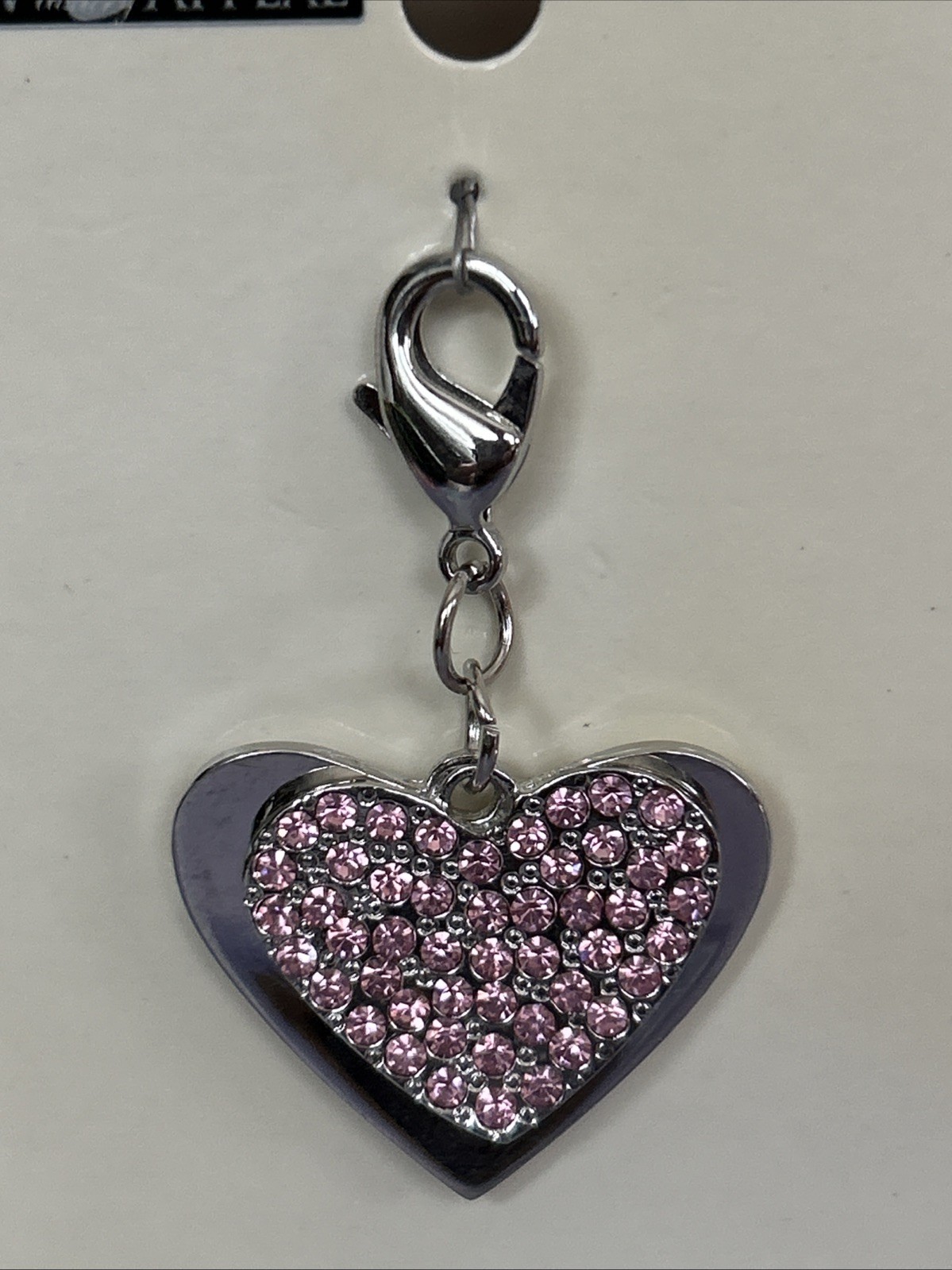 Pretty Paw Appeal Pink Rhinestone Double Heart Charm Tag Necklace Dog Cat New